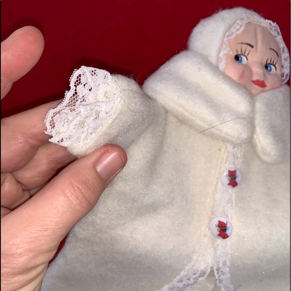 🔵 Fiber Art, Vintage collectible puppet cream wool handmade angel, rare find - Picture 7 of 11